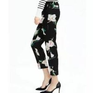 Banana Republic Ryan Floral Ankle Pants Black NWT